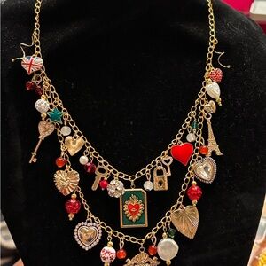 Handmade double charm necklace neck-mess adjustable length super FUN!